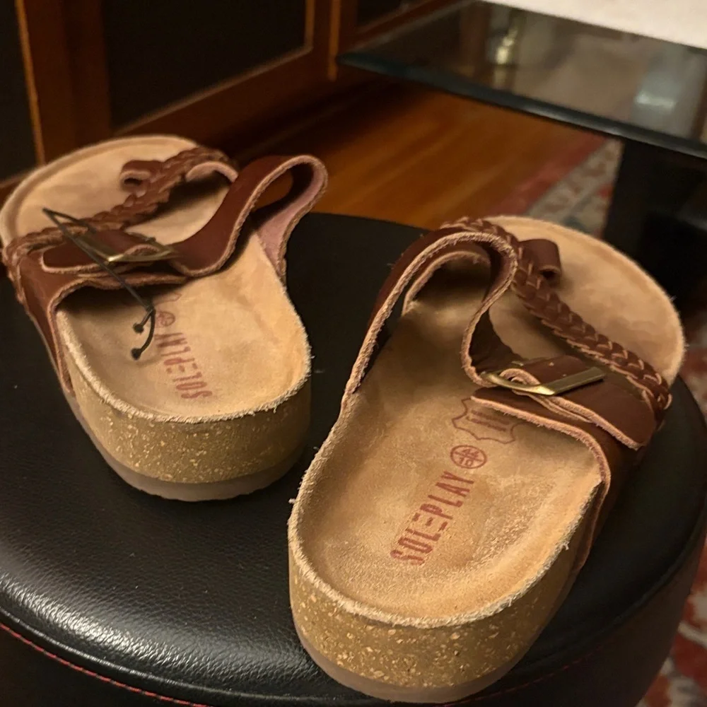 SOLEPLAY brown leather men’s stylish Sandals with braided strap, made in India